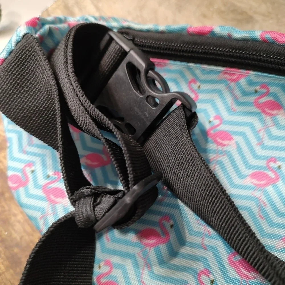 Sojourner Aqua Blue Pink Flamingo Belt Bag Fanny Pack Adjustable Strap Coastal‎